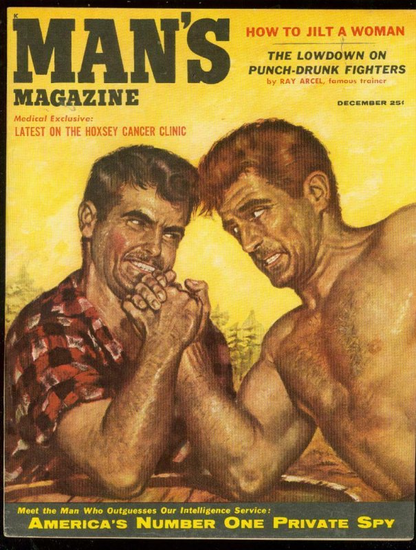 Man's Magazine December 1955-BOXING-PRIVATES SPY-CANCER-PULP VF