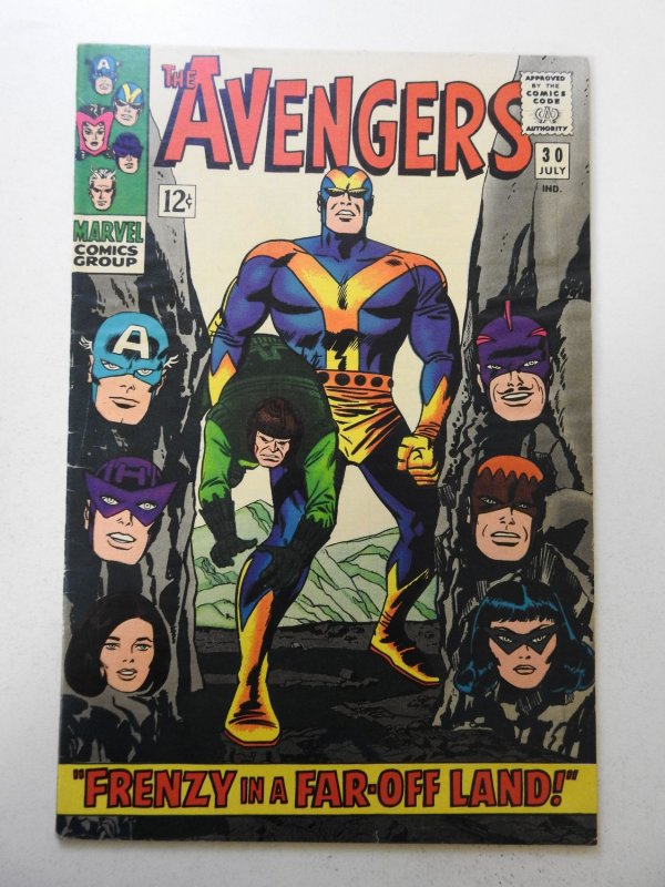 The Avengers #30 (1966) VG+ Condition rusty bottom staple, moisture stain