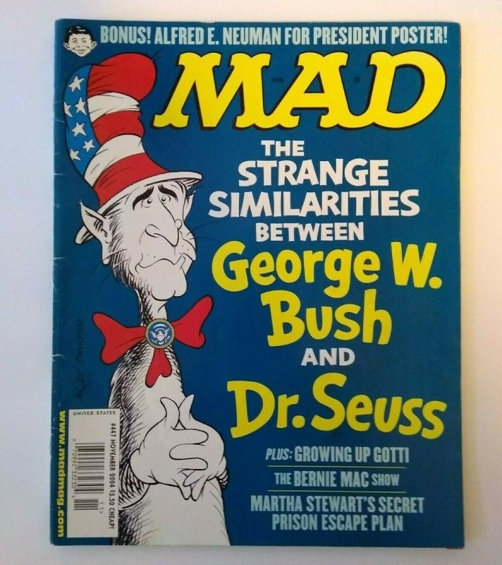 MAD Magazine Nov 2004 # 447 Dr Seuss The Cat In The Hat George Bush Bernie Mac