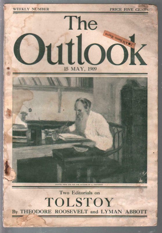 Outlook 5/15/1909-Tolstoy-Theodore Roosevelt-NY Stock Exchamge-taxes-G/VG