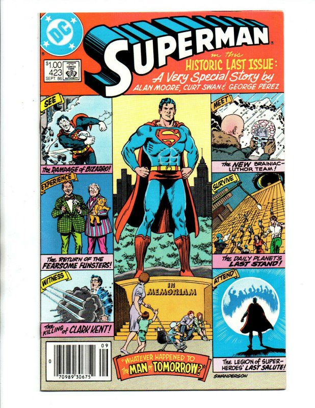 Superman #423 Last Issue NS - Alan Moore - Death of Bizarro -  KEY - 1986 - VF+