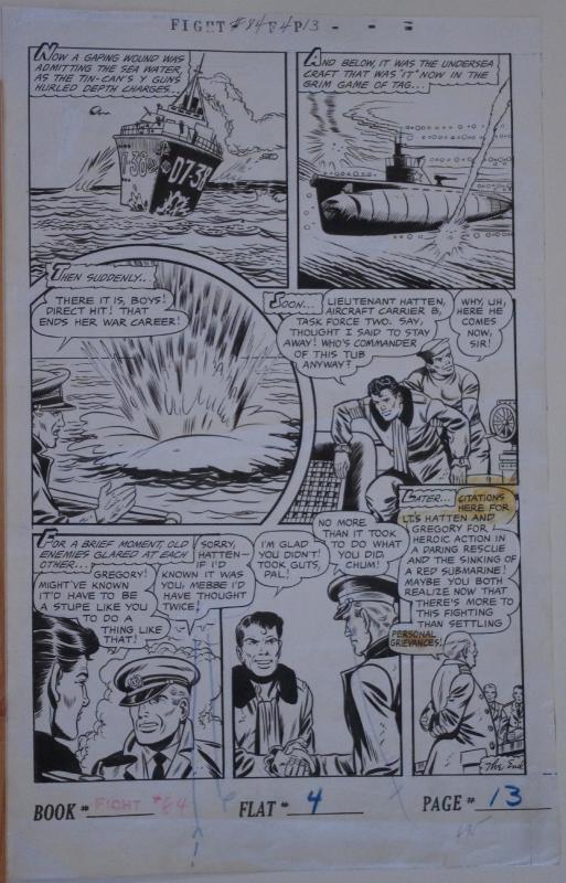 ROBERT WEBB or DICK GIORDANO, FIGHT COMICS #84 original art, pg 13, 13x21, 1952