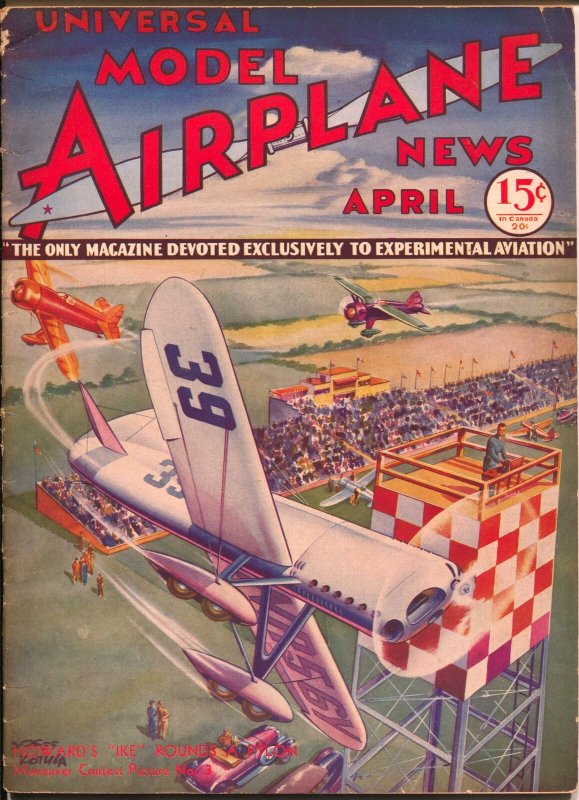 Model Airplane News 4/1933-Jay-air race pulp style aviation cover Kotuia-VG/FN