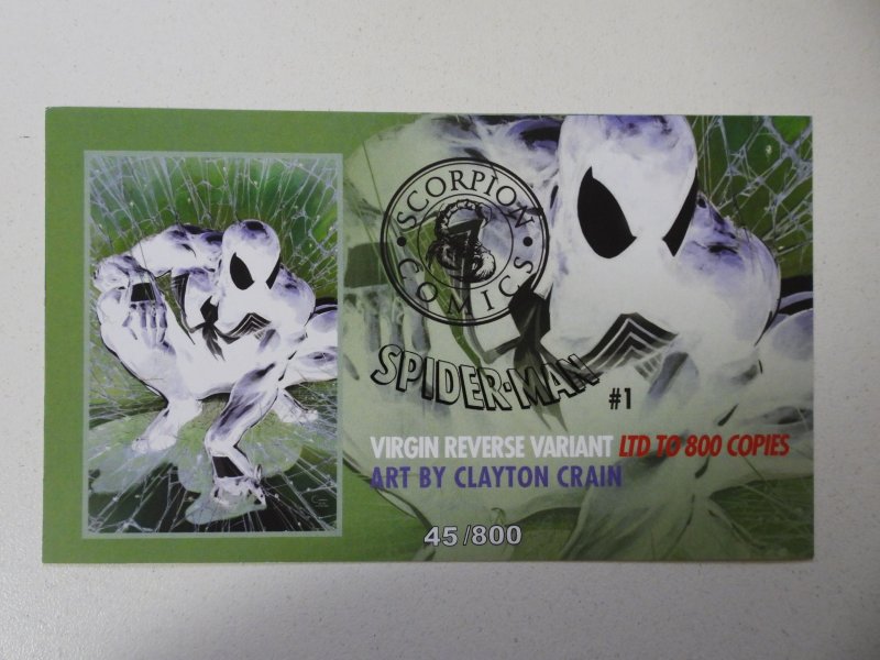 Spider-Man #1 Virgin Reverse Variant by Clayton Crain LDT 800 W/ COA VF/NM Cond