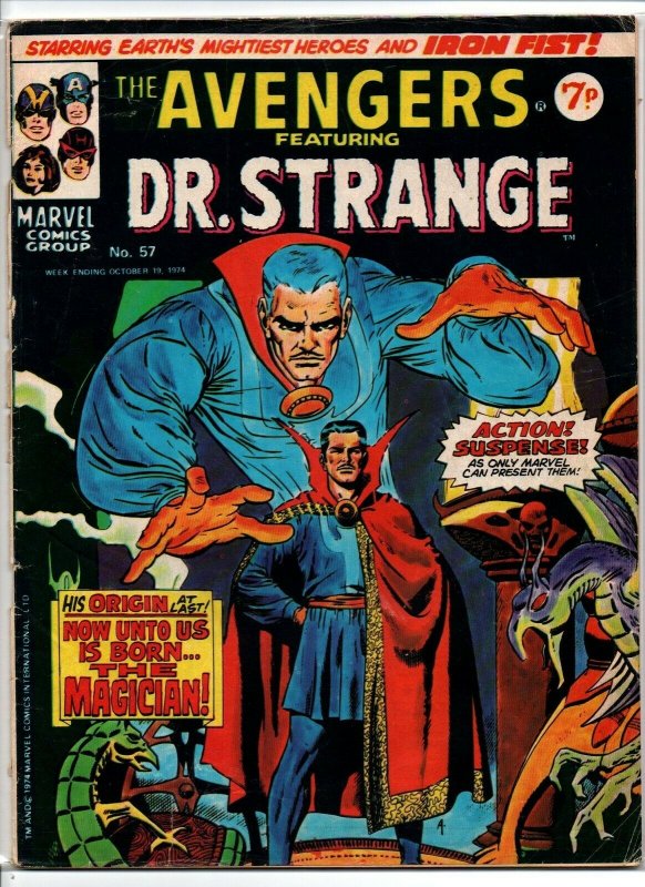 Avengers #57 - Dr Strange - Marvel UK - Magazine Size - 7p - 1974 - FN