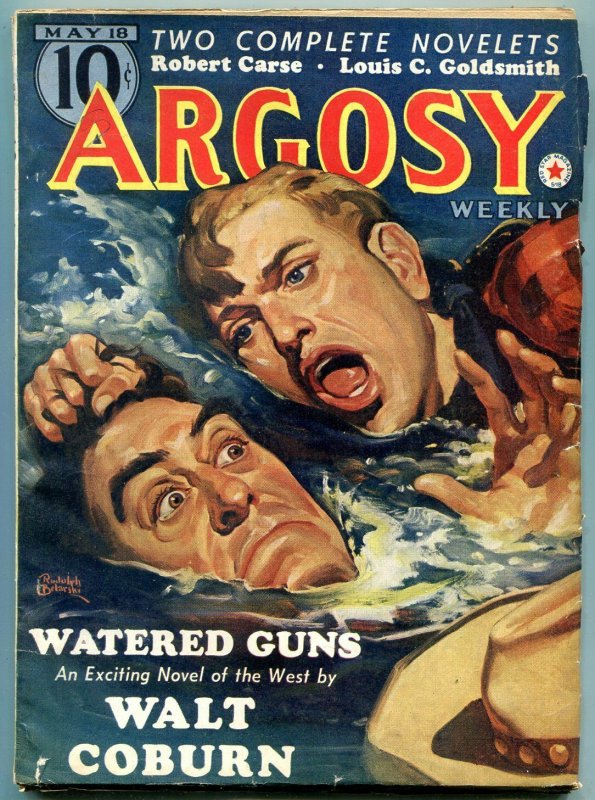 Argosy Pulp May 18 1940- Belarski cover- Walt Coburn- Watered Guns F/VF