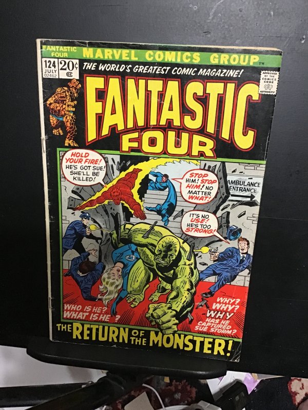 Fantastic Four #124 (1972) mid grade return of the monster! FN Wow!