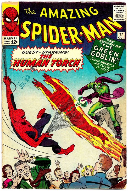 AMAZING SPIDER-MAN #17 (Oct1964) 5.0 VG/FN  DITKO! 1st Green Goblin Glider!