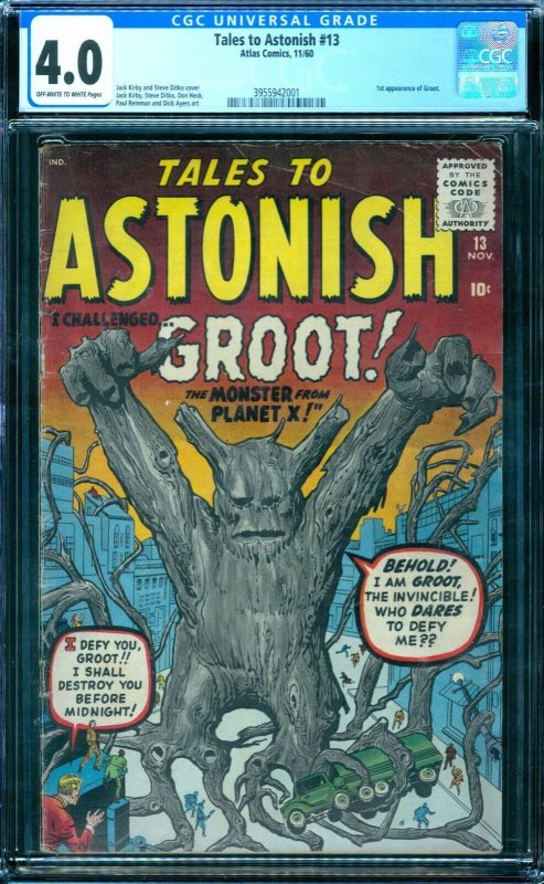 Tales to Astonish 13 CGC 4.0  1st Groot  ow/w pages! 