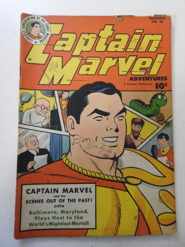 Captain Marvel Adventures #68 (1946) VG+ Condition moisture stain, ink fc