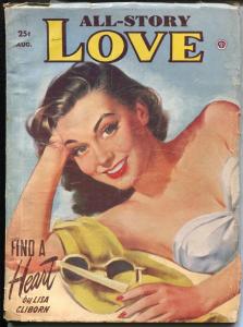 All-Story Love 8/1953-Swimsuit girl portrait pin-up cover-pulp romance-VG