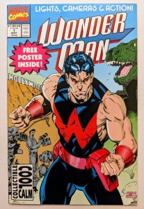 Wonder Man #1 VF+ 8.5 w/Poster Marvel Comic 1991 Disney+ Series Coming Key Issue