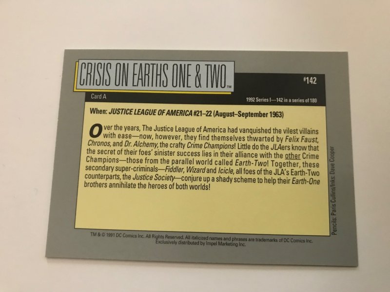 CRISIS ON INFINITE EARTHS #142 card : 1992 DC Universe Series 1, NM/M, Impel