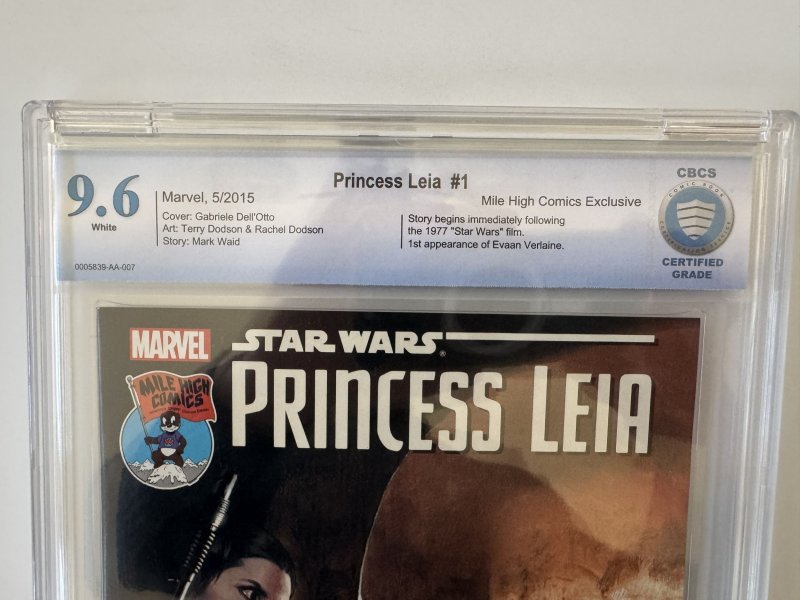 PRINCESS LEIA Star Wars #1 CBCS 9.6 Mile High Variant Cover (2015)