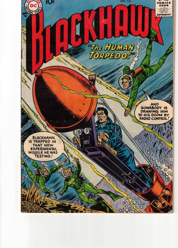 Blackhawk #116 (1957) Apparant FN top-edge trim sigh Underwater Cover Priced VG!