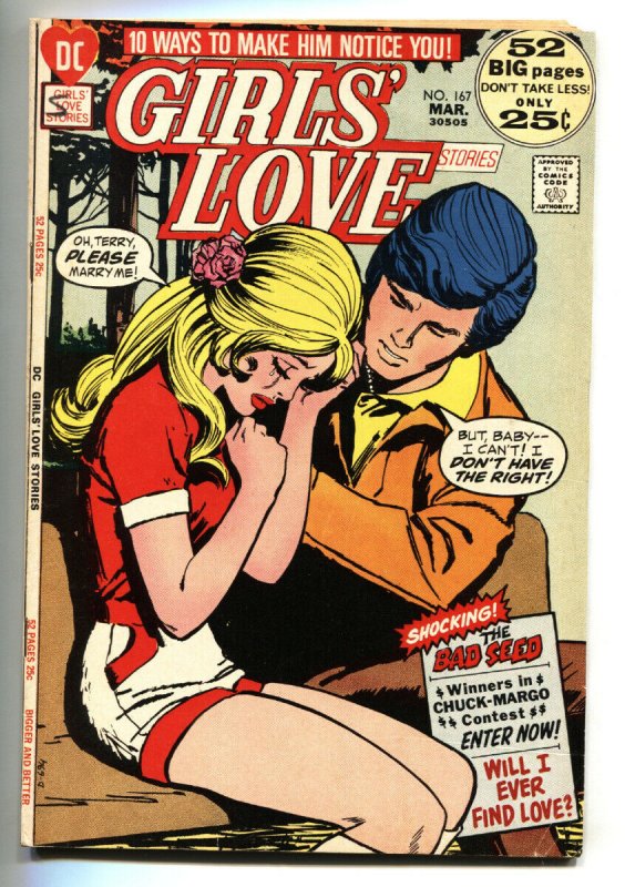 Girls' Love Stories #167 1972-DC -Giant 25 cent cover price issue-The Bad Se...