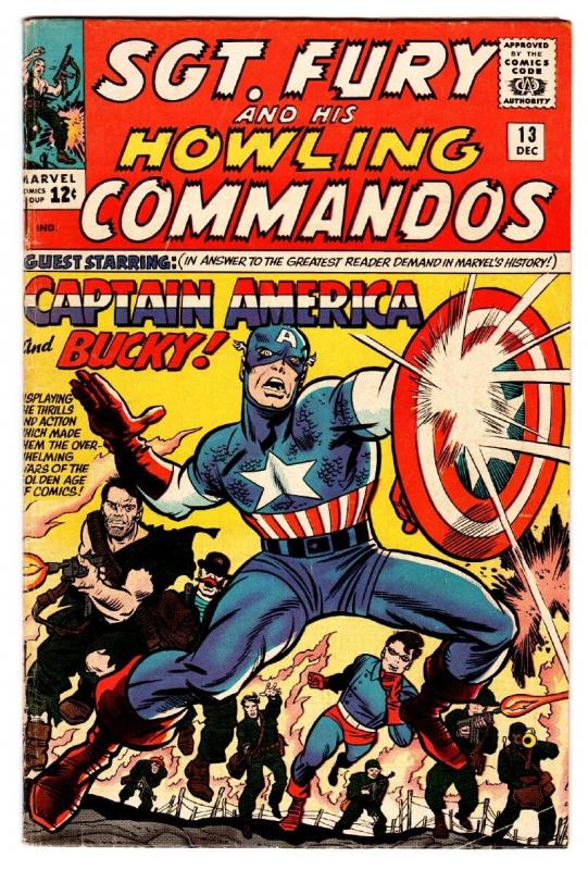 Sgt. Fury And His Howling Commandos #13 comic book 1964-marvel-captain America