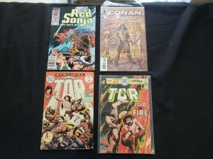 RED SONJA/CONAN/TOR 4PC (FN) NEWSSTAND, ETERNAL BATTLE FOR EXISTENCE 1975-2004