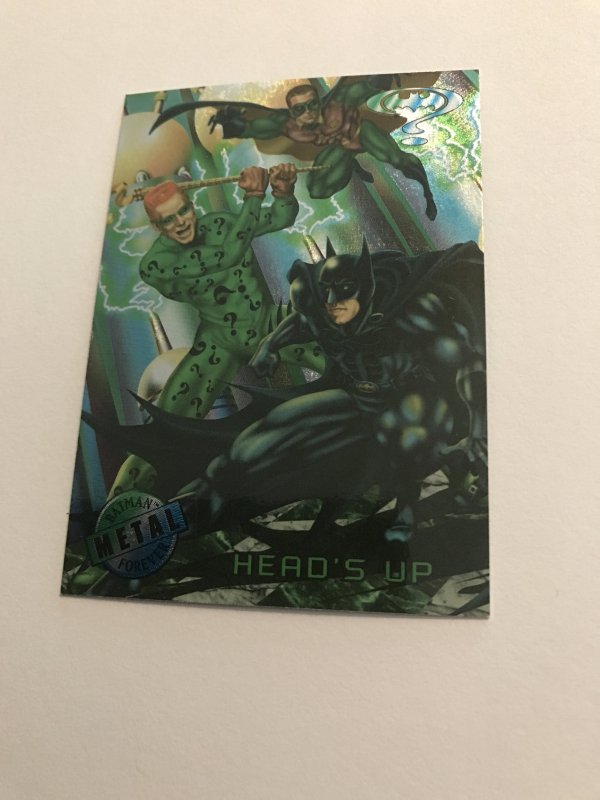 HEAD’S UP #82 card : BATMAN FOREVER Metal 1995 Fleer; NM/M, Robin, Riddler