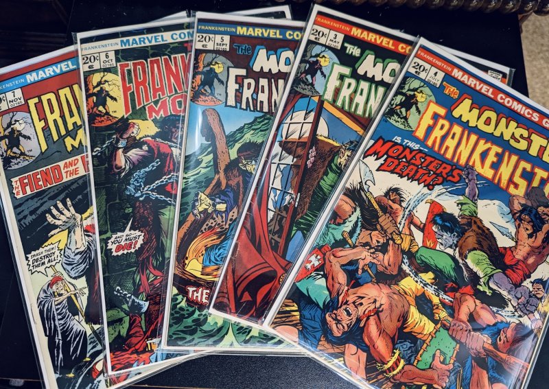 The Frankenstein Monster Lot. #'s 3, 4, 5, 6 and 7. 5 Book Lot. VF+