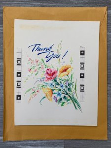 THANK YOU SO MUCH Flowers & Lettering 7x9 Greeting Card Art 19017 with 2 Cards