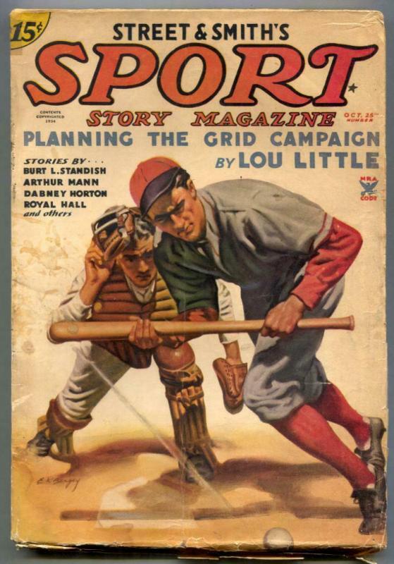 Sport Story Pulp October 25 1934- Lou Little- Baseball cover