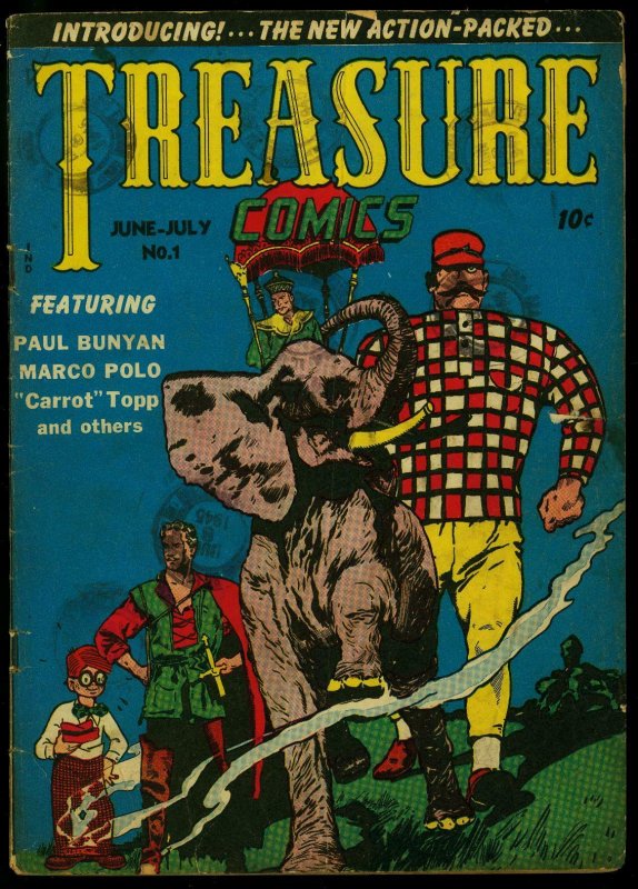 Treasure Comics #1 1945- Marco Polo- Paul Bunyan- Higwayman G 