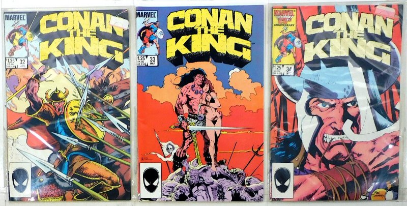 Conan the King Lot of 3 #32, 33, 34 (1986) Marvel Comics 1st Print Comic Books