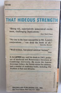 That hideous strength, CS Lewis,1975,382p