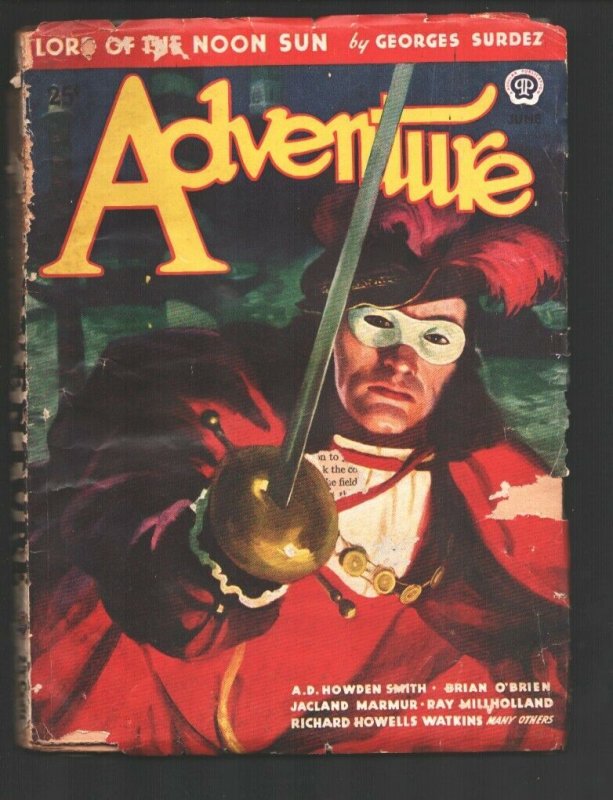 Adventure 6/1944-Maurice Bower Masked swordsman cover-Pulp action George Surd...