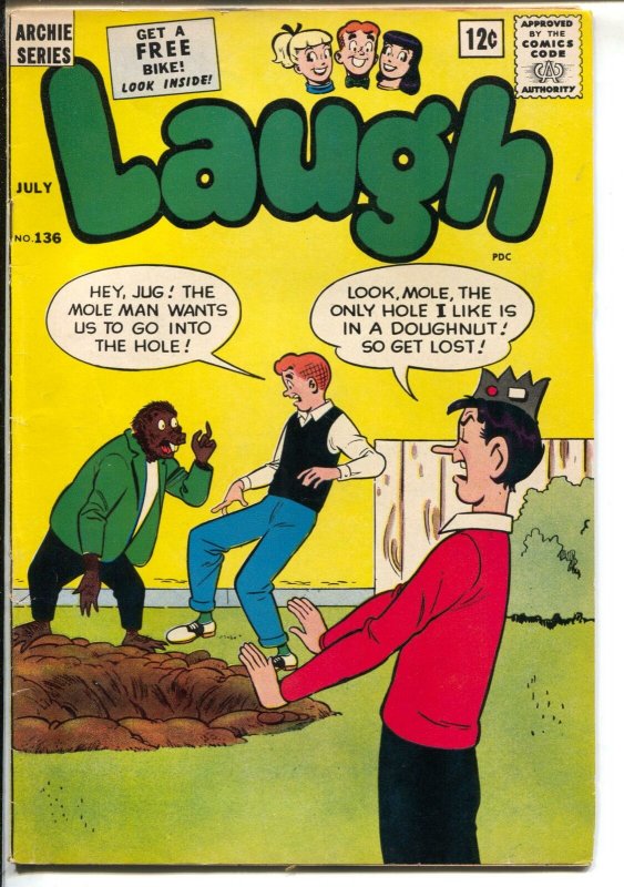 Laugh #136 1962-Betty-Veronica-Mole Man-superhero-Fly-Girl-FN-