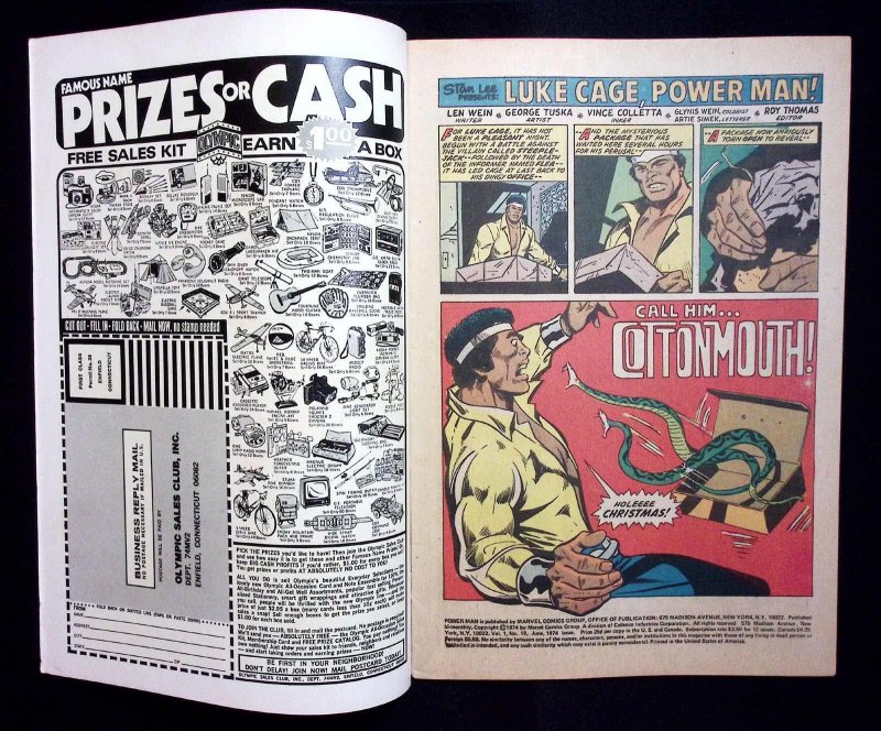 Luke Cage Power Man #19 June 1974 1st App. Cornell Cotton Mouth Marvel  MCU KEY