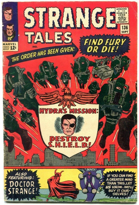 STRANGE TALES #136 1965-JACK KIRBY-NICK FURY-SILVER AGE-MARVEL VG