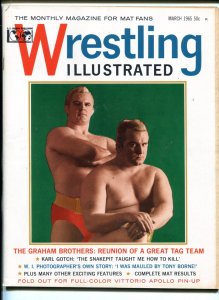 WRESTLING ILLUSTRATED #3-03/1965-PIN-UP-GRAHAM BROTHERS-BUDDY ROGERS-ROCCA-vf