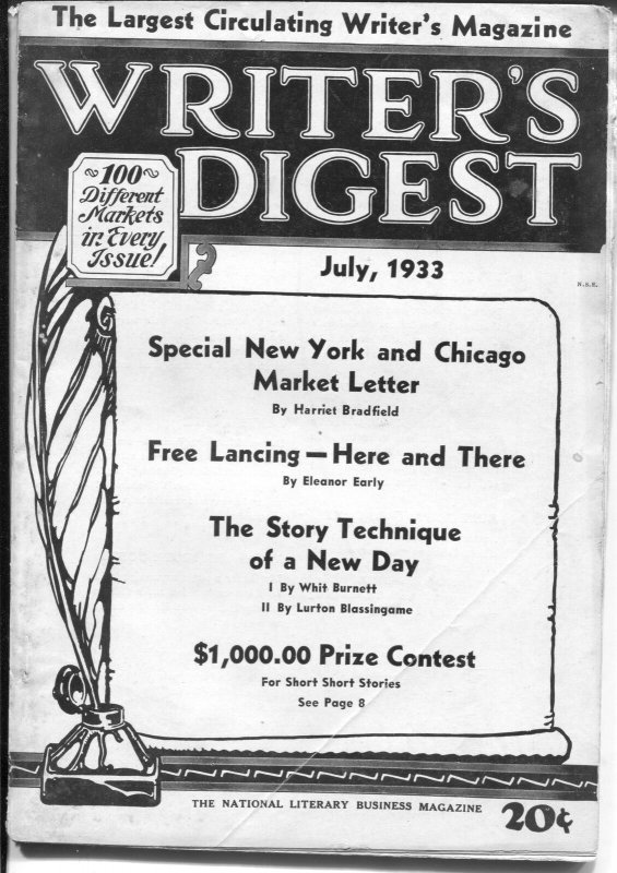 Writer's Digest 7/1933-Weird Tales-Magic Carpet-Nickel detective-pulp mag info-G