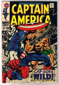 CAPTAIN AMERICA #106, VF, Jack Kirby, Stan Lee, 1968, more JK in store 