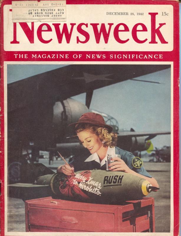 Newsweek 12/28/1942.-Hirohito Christmas bomb present cover-B-25 bomber-VG