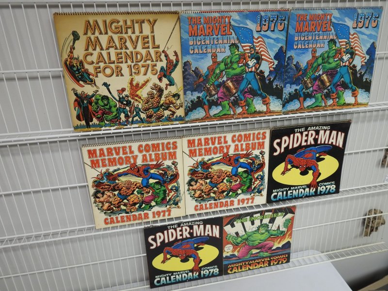 Lot of 8 Marvel Calendars!!!! 1975-1979 with duplicates!!!