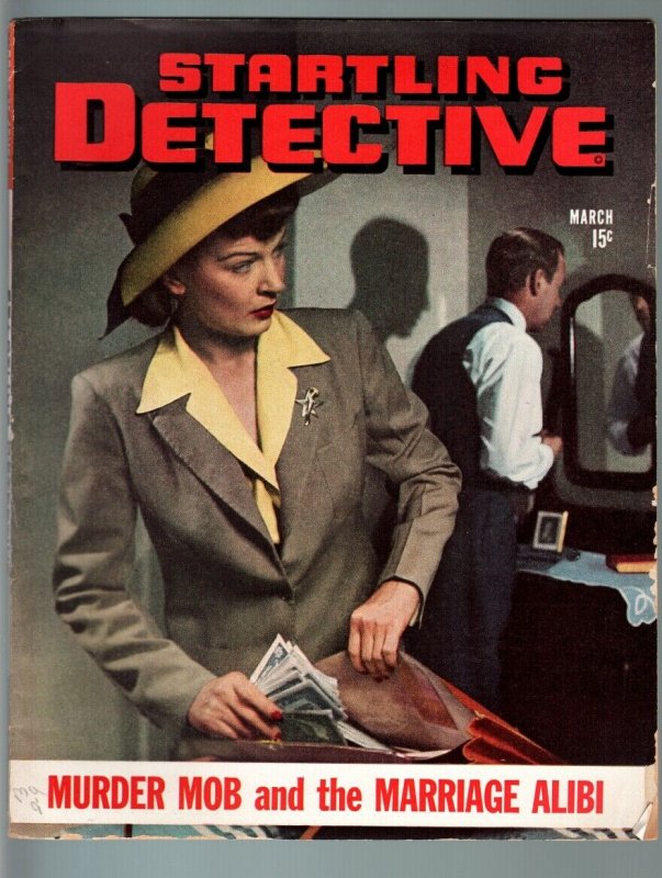 STARTLING DETECTIVE MAR 1944-WOMAN STEALS FROM MAN COVER-PULP-TRUE CRIME VG/FN