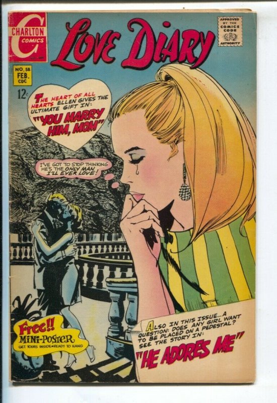Love Diary #58 1969-Charlton-12¢ cover price-swimsuit panels-VG+