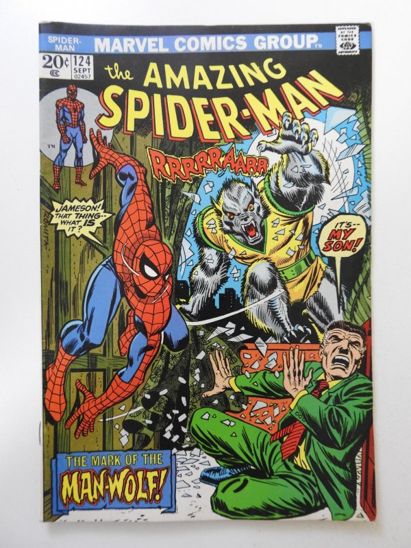 The Amazing Spider-Man #124 (1973) FN/VF Cond! First appearance of the Man-Wolf!