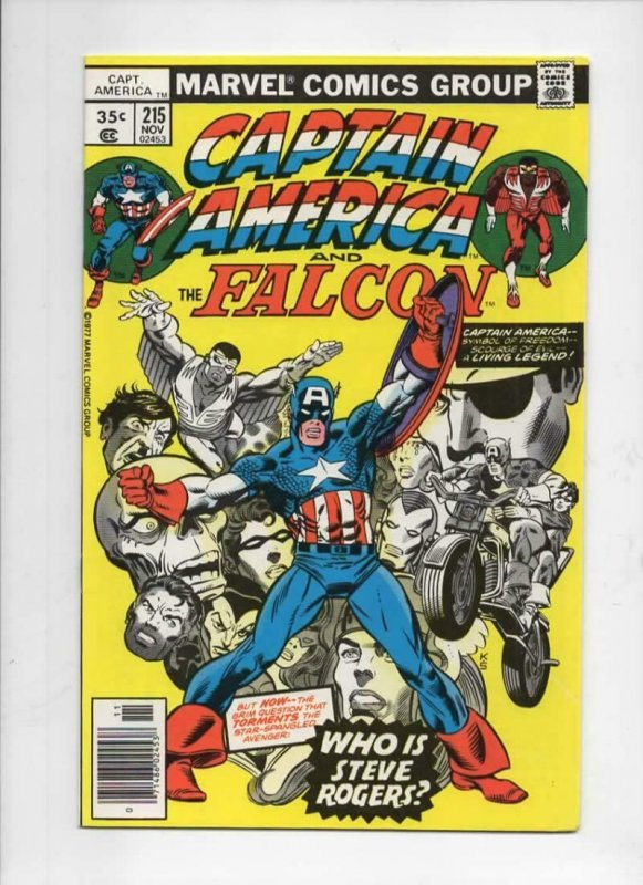 CAPTAIN AMERICA #215, VF,  George Tuska, Falcon, 1968 1977, Who is Steve Rogers 