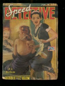 SPEED DETECTIVE STORIES #1-JAN 1943-WILD PULP ART COVER VG