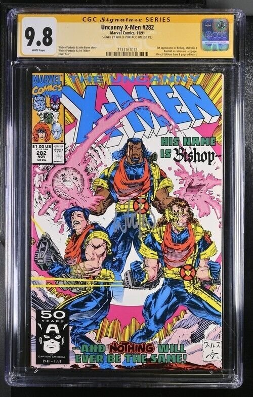 Uncanny X-Men (1991) # 282 (CGC 9.8 SS)  1st App Bishop * signed Whilce Portacio