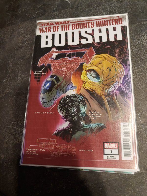 Star Wars Marvel War of the bounty hunters Boushh issue 1 variant 2021 blueprint