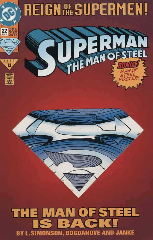 Superman: The Man of Steel #22SC VF/NM; DC | save on shipping - details inside