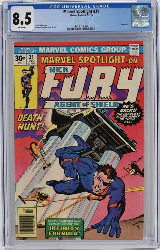 MARVEL SPOTLIGHT 31 CGC 8.5 NICK FURY HOWARD CHAYKIN 1976 AVENGERS