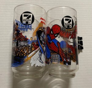 Amazing Spider-man & Fantastic Four 7-11 Glasses 1977 Marvel