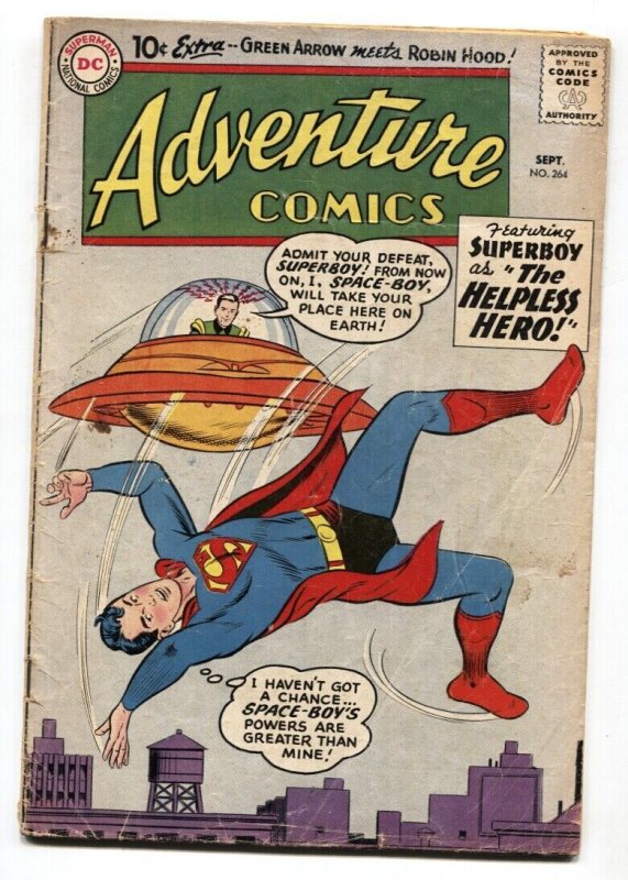 ADVENTURE #264 1959-SUPERBOY-GREEN ARROW-FLYING SAUCER-G/VG