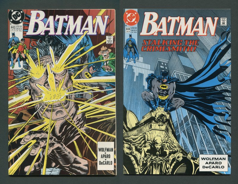 Batman #443 #444 (Crimesmith SET) 9.4 NM  January 1990